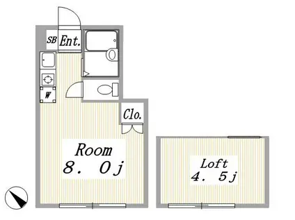 ハイツリバティ(ワンルーム/2階)の間取り写真