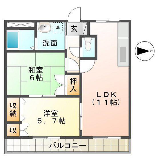 グレイス ヴィラ(2LDK/1階)の間取り写真