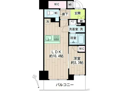 シェフルール鶴見ステーションワン(1LDK/2階)の間取り写真