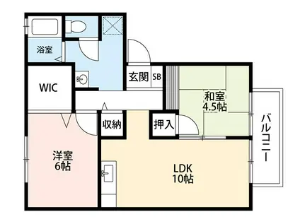 グリーンバレーA棟(2LDK/1階)の間取り写真