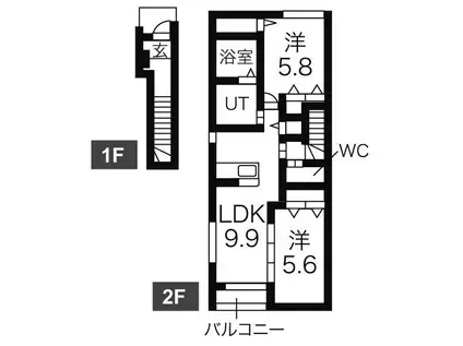 プルミエール(2LDK/2階)の間取り写真