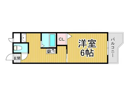 KSCOURT夙川(1K/1階)の間取り写真