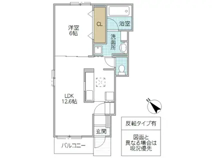 エスポサB(1LDK/1階)の間取り写真