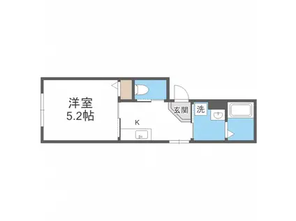 ケイアイIV(1K/2階)の間取り写真