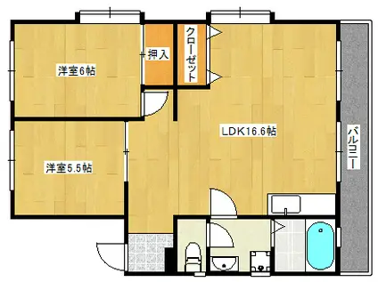 カルチェ堀田NO.2(2LDK/2階)の間取り写真