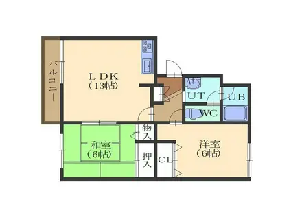 クラージュ青柳(2LDK/2階)の間取り写真