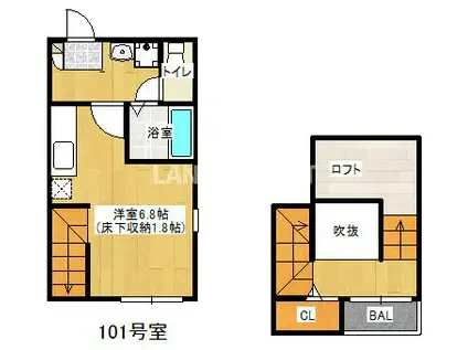 MAISONETICESPERANZA(ワンルーム/1階)の間取り写真