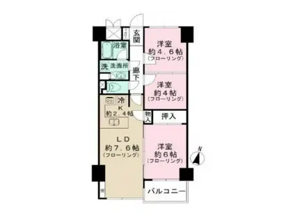 ハイホーム市ヶ谷(3LDK/7階)の間取り写真