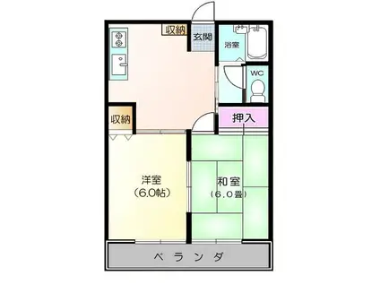 ハイム沼南(2DK/2階)の間取り写真