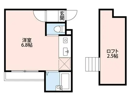 ロッシェル東林間I(ワンルーム/2階)の間取り写真