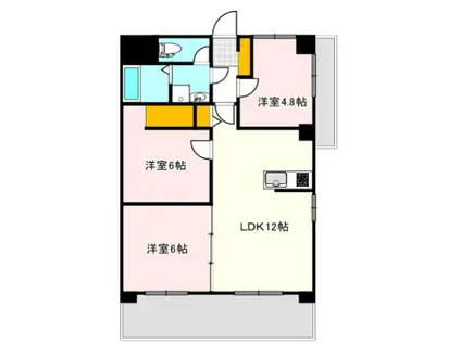 タイガーウイングマンション(3LDK/4階)の間取り写真