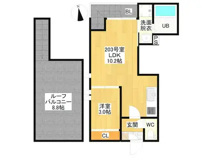 GRANDTIC緑(1LDK/2階)の間取り写真