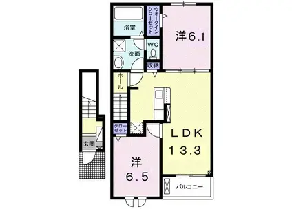 エーデルガーデンIII(2LDK/2階)の間取り写真