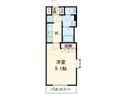 ウイステリア(1K/2階)の間取り写真