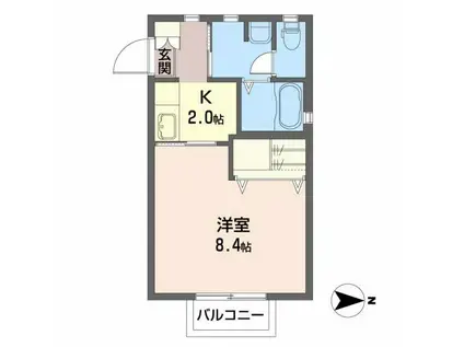 メゾン ドゥ ボヌールII(1K/2階)の間取り写真