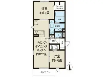 ティアラ(2LDK/2階)の間取り写真