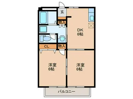 ジュラン清水(2DK/2階)の間取り写真