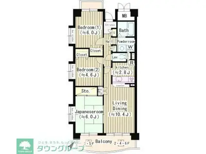 クレール仙川(3LDK/4階)の間取り写真