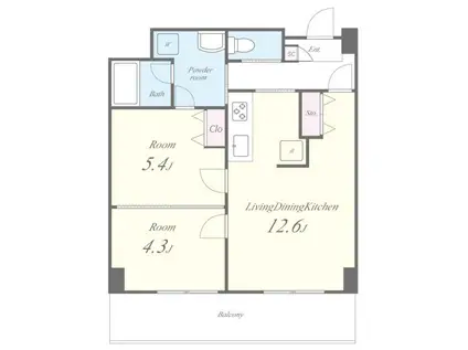 ルビアス上小阪(2LDK/3階)の間取り写真