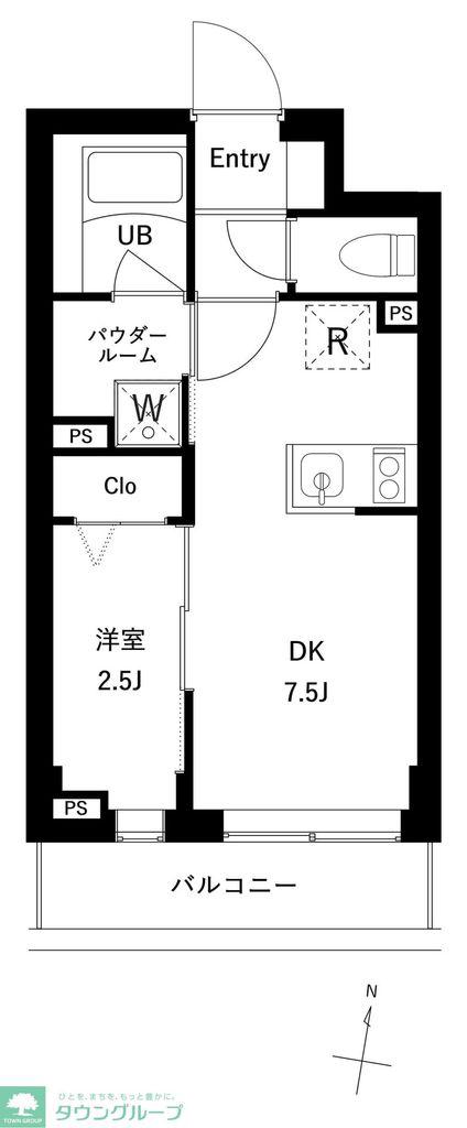 プレセダン千駄木(1DK/2階)の間取り写真