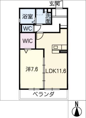エクセルーム K-II(1LDK/3階)の間取り写真