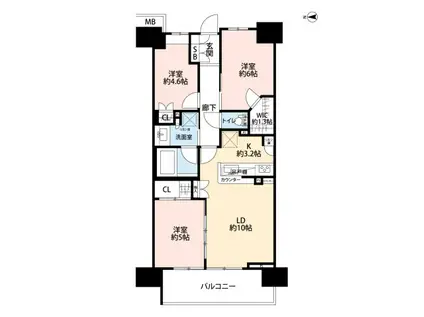 ザ・パークハウス亀戸(3LDK/7階)の間取り写真