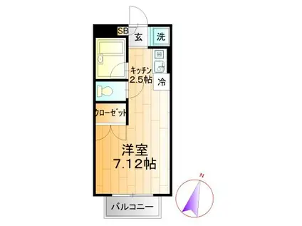 クレール習志野台(ワンルーム/2階)の間取り写真