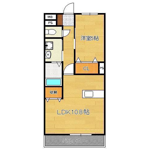 グランドハイツ馬場山緑(1LDK/1階)の間取り写真