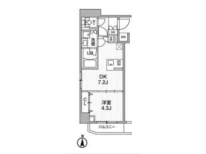 SYFORM西小山(1DK/2階)の間取り写真
