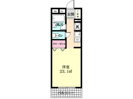 M-IIマンション(1K/3階)の間取り写真