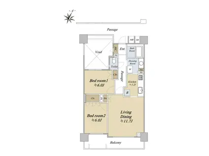 ヒルズ横濱北軽井沢(2LDK/3階)の間取り写真