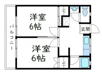 ラピタ道上(2K/1階)の間取り写真