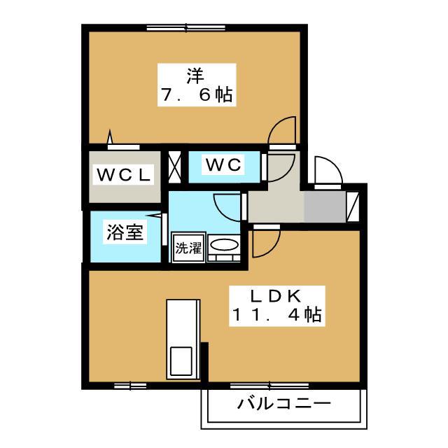 エレガン ドミール(1LDK/2階)の間取り写真