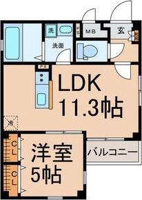 グランレーヴ千代田(1LDK/4階)の間取り写真