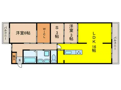 ドルミ宝塚御殿山B棟(2SLDK/2階)の間取り写真