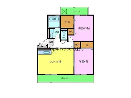 カトル中もずA棟(2LDK/2階)の間取り写真