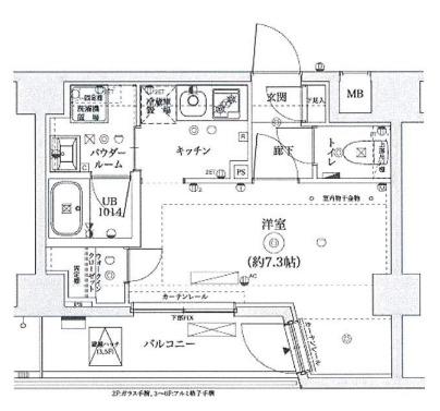 マキシヴ武蔵新城トレ(1K/2階)の間取り写真