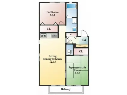 サンライフB(2LDK/1階)の間取り写真