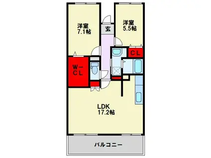 ルワージュ八幡駅前III(2LDK/11階)の間取り写真