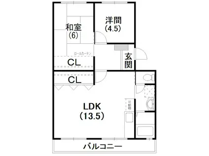 レジデンス四ツ枝(2LDK/1階)の間取り写真