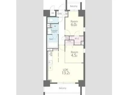 TWIN OWLS(2LDK/4階)の間取り写真