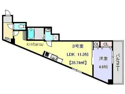 アンブラッセ要町(1LDK/5階)の間取り写真