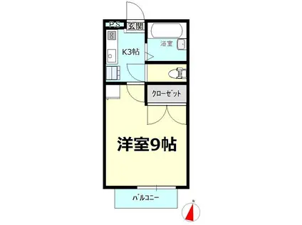 スカイマンション(1K/2階)の間取り写真