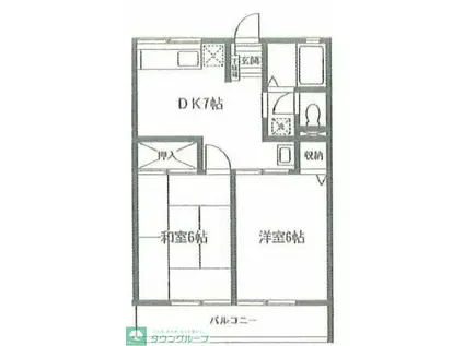 ハイムアイリスA棟(2DK/2階)の間取り写真