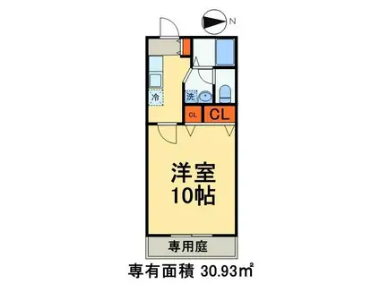 ウエスト2003(1K/2階)の間取り写真