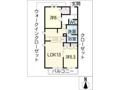 へーベルメゾン浜道II(2LDK/2階)の間取り写真
