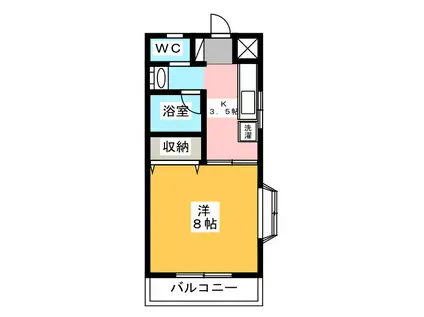 アイランド18(1K/2階)の間取り写真