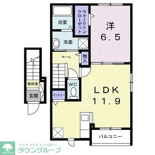 レコルテ戸塚(1LDK/2階)の間取り写真