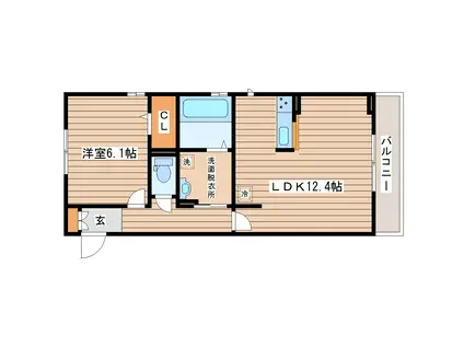 HIGH A 桜坂(1LDK/2階)の間取り写真