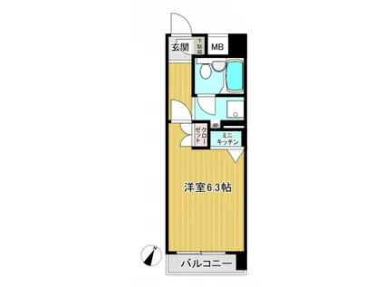 野村ステイツ市ヶ尾(ワンルーム/1階)の間取り写真